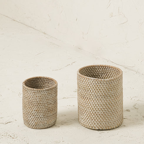Rattan Plant Pot with Terracotta Insert and Saucer