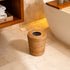Round dustbin with hole in lid, angled view