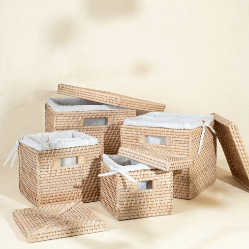Square Rattan Storage Baskets