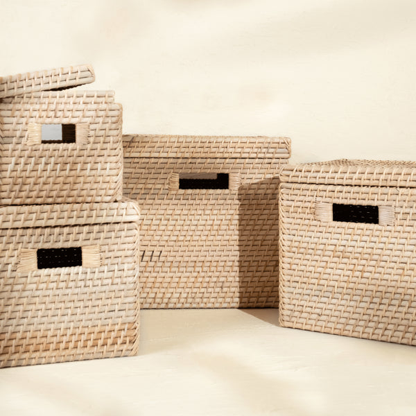 Square Rattan Storage Baskets