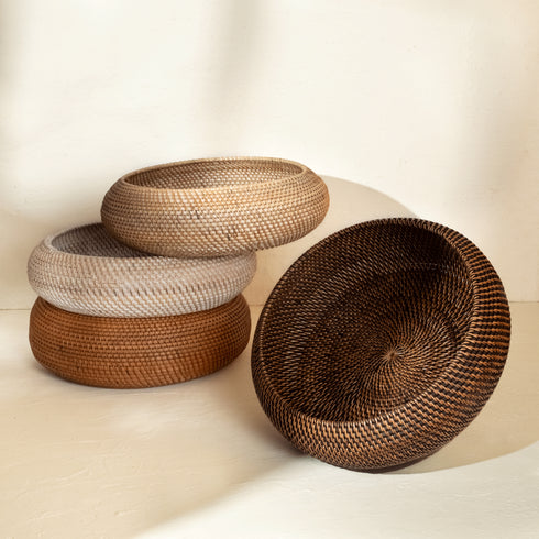 Large Fruit Bowl Woven Rattan in 4 Different Colours