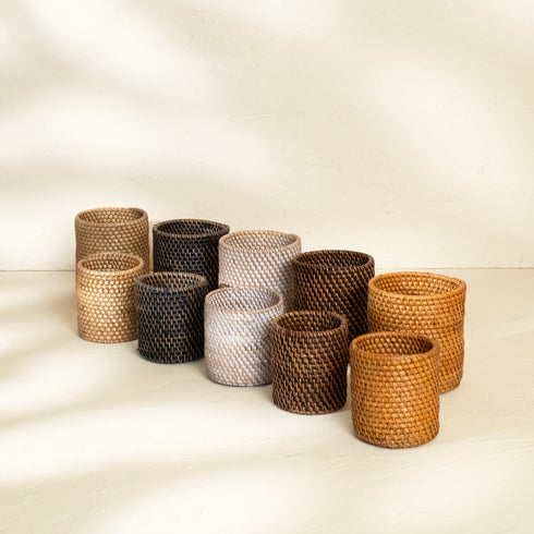 Pen and pencil holder rattan pot