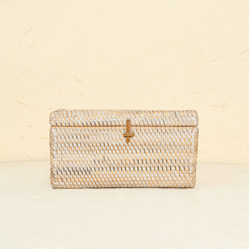 Rectangular Rattan Toilet Roll Storage Box with Lid