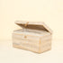 White wash rectangular rattan toilet roll storage box with lid