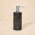 Black marble soap dispenser with satin brushed silver metal pump