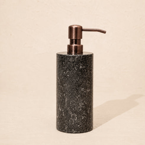 Black marble soap dispenser with coffee metal pump