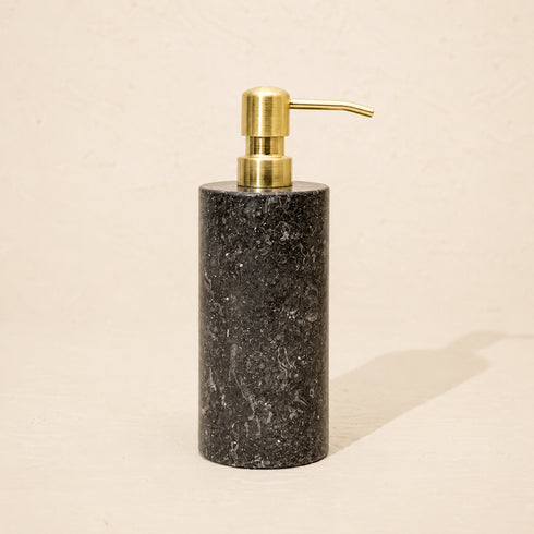 Black marble soap dispenser with Ti gold metal pump