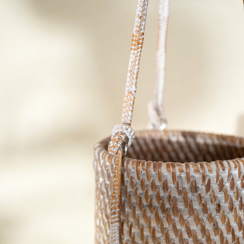Rattan hanging double pot planter all colours handwoven indoor