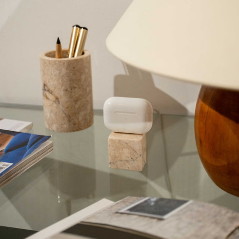 AirPods Cube Marble With Ugreen Cable | AirPods Stand and Charging Case Holder