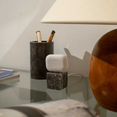 AirPods Cube Marble With Ugreen Cable | AirPods Stand and Charging Case Holder