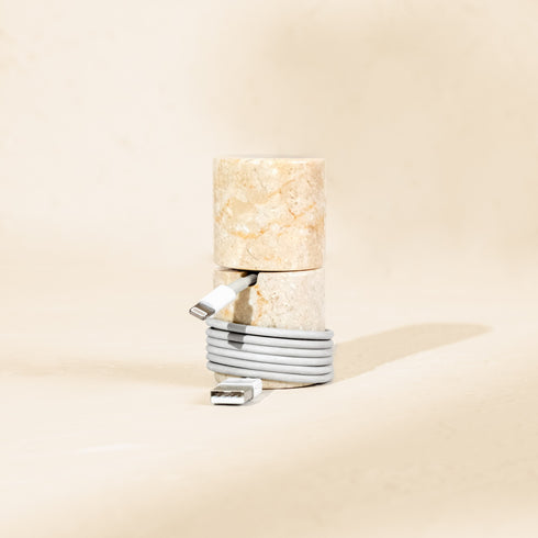 Marble Cable Organiser Set Rotating Desk Cable Tidy and Desk Accessory
