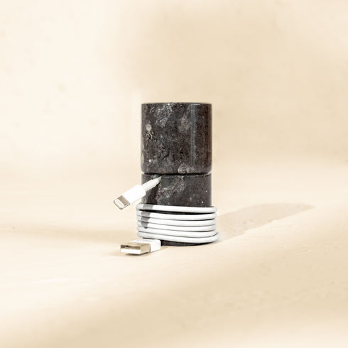 Marble Cable Organiser Set Rotating Desk Cable Tidy and Desk Accessory