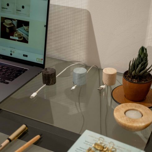 Cable Pillar Tower | Marble Cable Tidy and Desk Cable Organiser