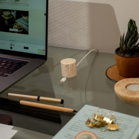 Cable Pillar Tower | Marble Cable Tidy and Desk Cable Organiser