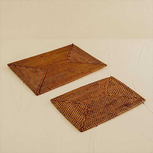 Rectangular Rattan Placemat - Honey Brown - Coastal Villa Homeware