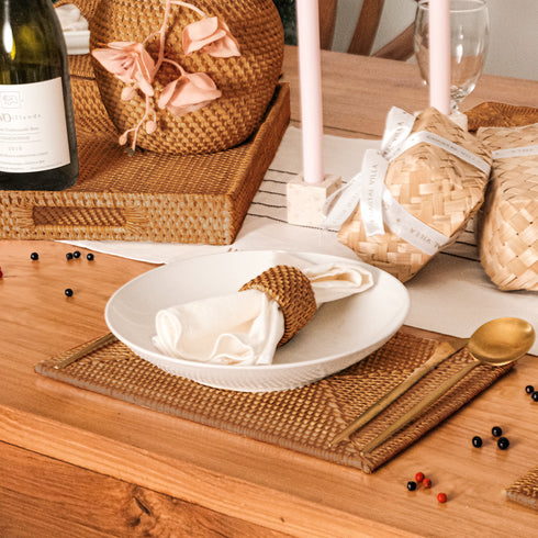 Rectangular Rattan Placemat - Honey Brown - Coastal Villa Homeware