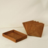 Honey brown rectangular rattan placemats with holder texture