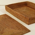 Honey brown rectangular rattan placemats with holder styled
