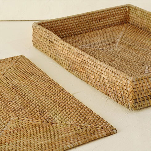 Rectangular Placemats with Holder - Natural - Coastal Villa Homeware