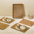 Natural rectangular rattan placemats with holder set