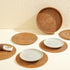 Honey brown round rattan placemats with holder set