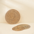 Natural round rattan placemats with holder texture detail