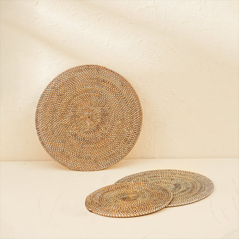 Round Rattan Placemats - Natural - Coastal Villa Homeware