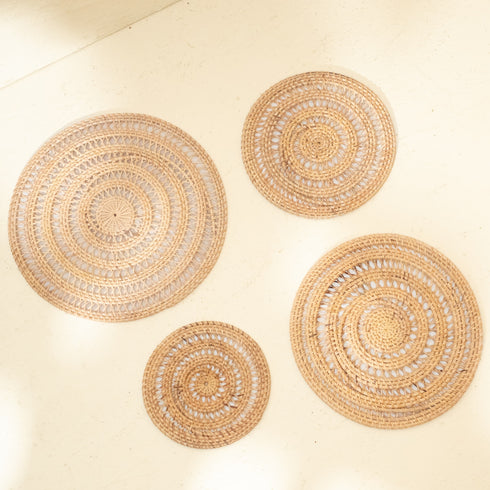 Spiral Round Rattan Placemats - Natural - Coastal Villa Homeware