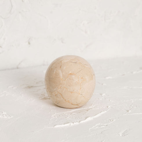 Beige marble door stop 10cm handcrafted genuine stone home decor