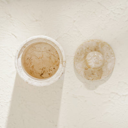 Cotton buds holder - Black and beige marble - Coastal Villa Homeware