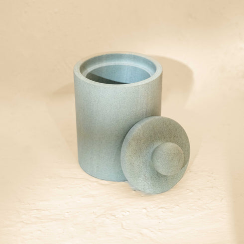 Cotton buds holder - Black and beige marble - Coastal Villa Homeware