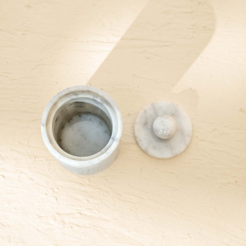 Cotton buds holder - Black and beige marble - Coastal Villa Homeware