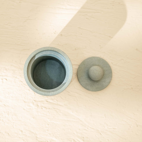 Cotton buds holder - Black and beige marble - Coastal Villa Homeware