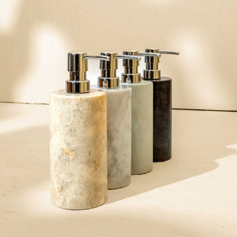 Marble Soap Dispenser With Premium Metal Pump - Coastal Villa Homeware