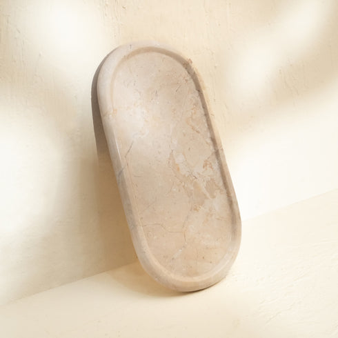 Marble tray for bathroom in black and White/Beige - Coastal Villa Homeware