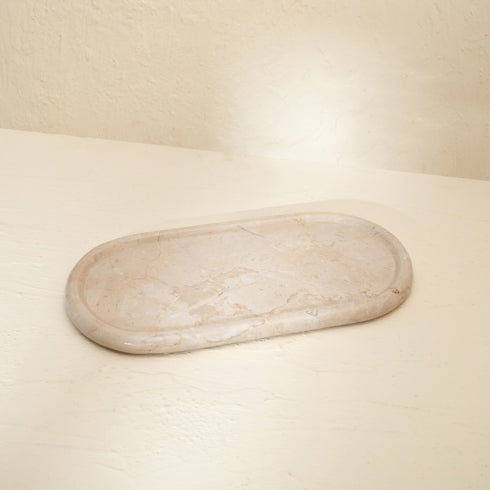 Marble tray for bathroom in black and White/Beige - Coastal Villa Homeware