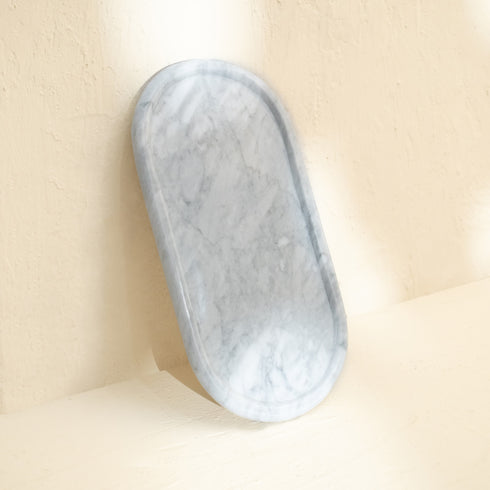 Marble tray for bathroom in black and White/Beige - Coastal Villa Homeware