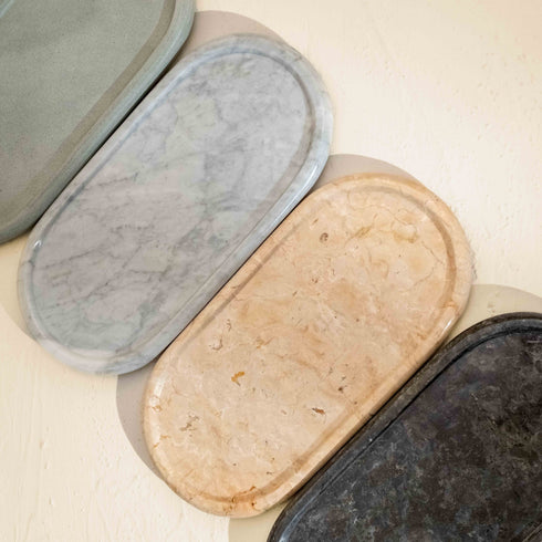 Marble tray for bathroom in black and White/Beige - Coastal Villa Homeware