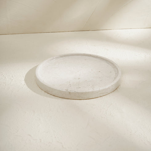 Round Vanity Tray – Marble & Mineral Stone in Four Colours - Coastal Villa Homeware