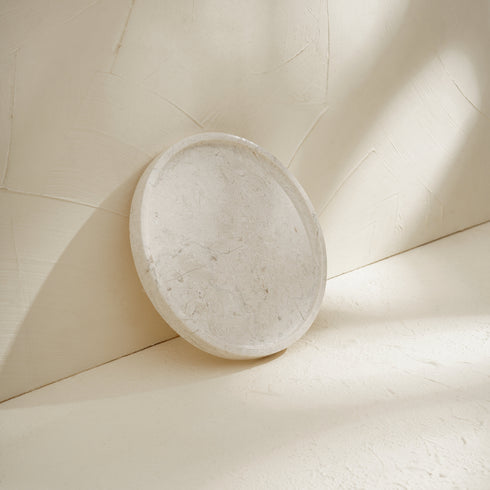 Round Vanity Tray – Marble & Mineral Stone in Four Colours - Coastal Villa Homeware
