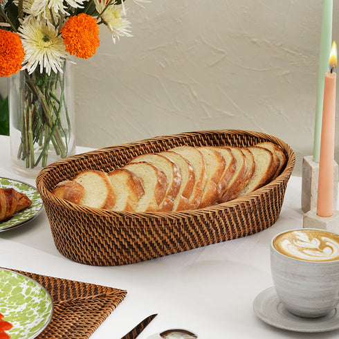Oval Bread Basket - Dark Brown - Coastal Villa Homeware