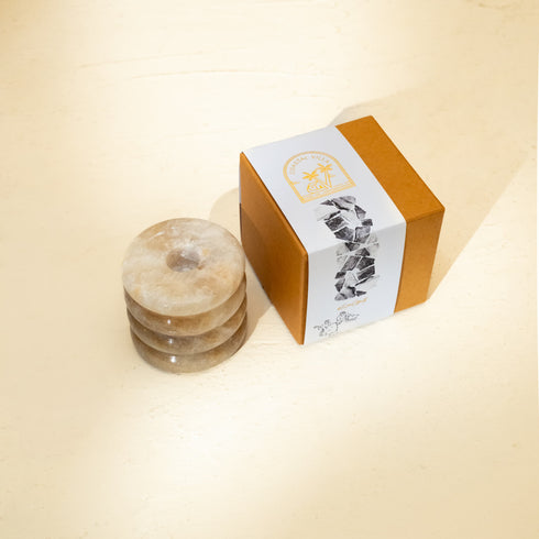 Candle Stick Candle Holder - Marble and Golden Onyx - Coastal Villa Homeware