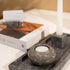 Curved Tea Light Candle Holder In Black and beige Marble - Coastal Villa Homeware