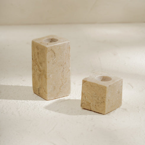 Marble Candle Stick Holder Set in three colours - Coastal Villa Homeware