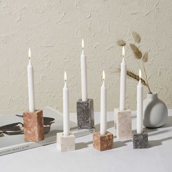 Marble Candle Stick Holder Set in three colours - Coastal Villa Homeware