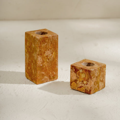 Marble Candle Stick Holder Set in three colours - Coastal Villa Homeware