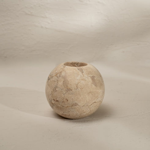 Candle holder tea light made from beige marble