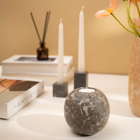 Sphere Tea Light Marble Candle Holder in three colours - Coastal Villa Homeware