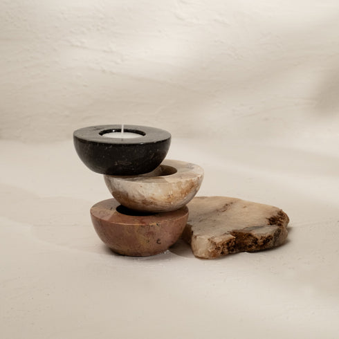 Halfmoon Tea Light Candle Holder 3 Different Colors - Coastal Villa Homeware