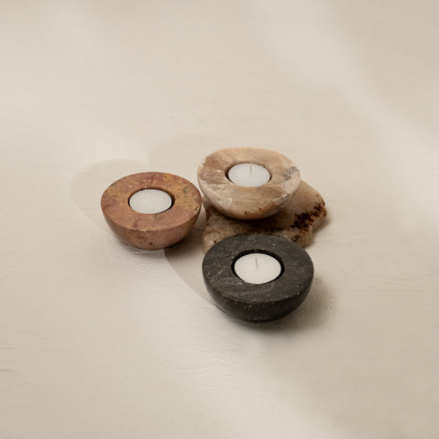 Halfmoon Tea Light Candle Holder 3 Different Colors - Coastal Villa Homeware